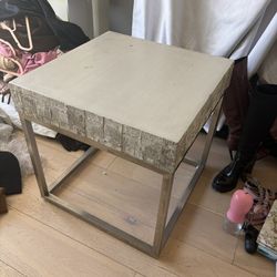 Concrete And Chrome Side Table