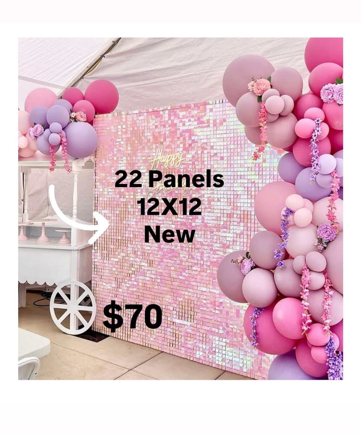 Iridescent Pink Shimmer Wall Backdrop New SEE DESCRIPTION