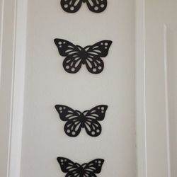 butterfly wall art decor, set of  4 brown Concise Decoration Hanging for living room bedroom bathoom Kitchen Patio Balcony House indoor outdoor
