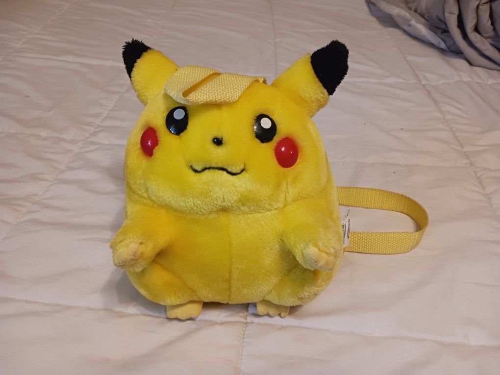 Vintage Pokemon Nintendo Fat Chubby Pikachu Plush Stuffed Backpack By Pyramid