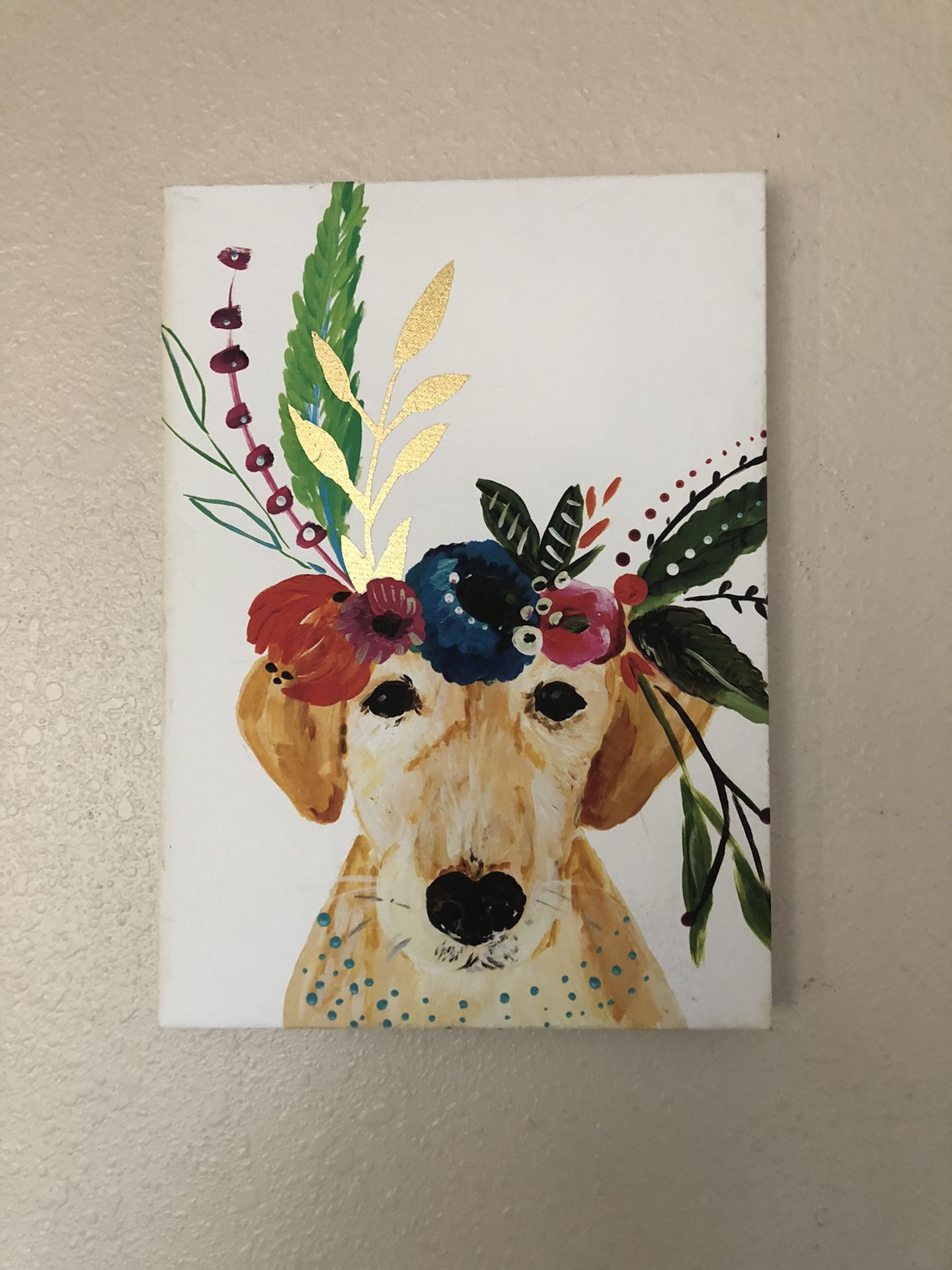 BoHo Golden Dog Canvas Picture