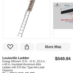 openbox LOUISVILLE LADDER .ALUMINUM ATTIC LADDER STAIRS 10-12ft . 25.5x63inches