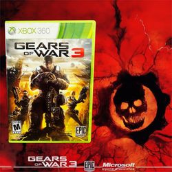 Gears of War 3 (Xbox 360) Complete CIB Manual + Sticker Pack Tested Excellent