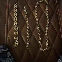10kt Gucci Set 2 Bracelets And A Chain 10kt Real Gold 