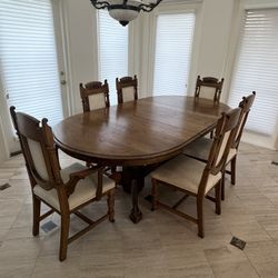 Wood Dining Set With Six Chairs 