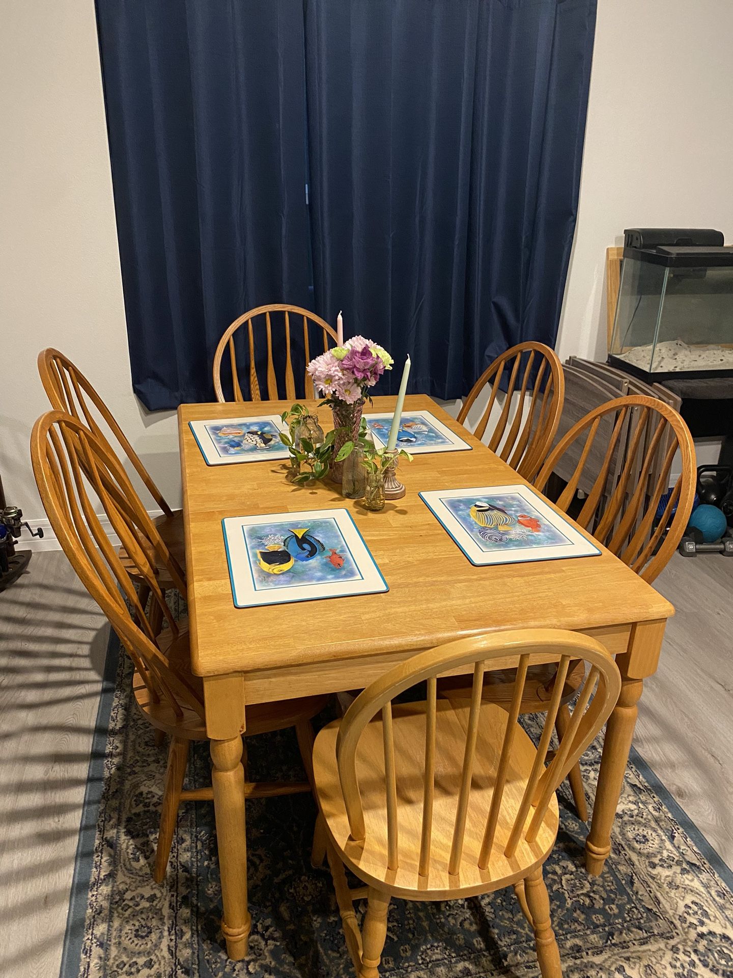 Solid Wood Kitchen Table With Six Chairs