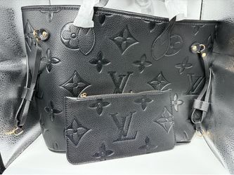 Black Designer Style Tote Handbag with Matching Zip Pouch