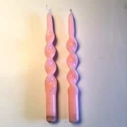NEW Vintage Pink Swirl Taper Candlesticks 