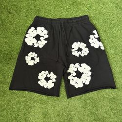 White On Black Denim Tears Shorts