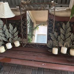 Mirror, Lamp & Two Candle Wall Pieces
