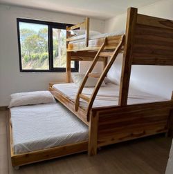 Solid Wood Bunk Bed with Trundle