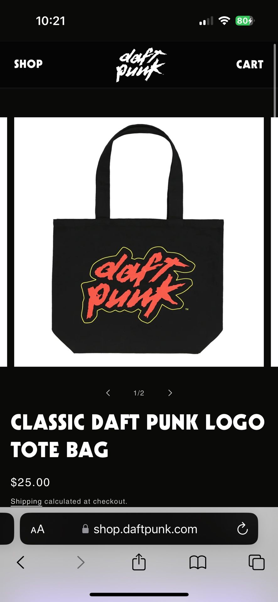 Daft Punk Black Canvas Bag 