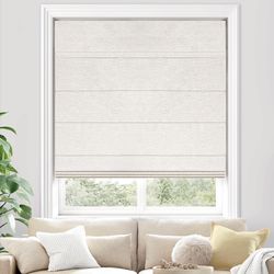 New UNISHADES 100% Blackout Cordless Roman Shades for Indoor Windows & French Doors, 30 3/4" W × 60" H - Blackout - Beige