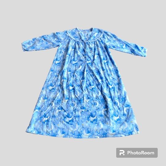 Lang of Salz Lung Women 1X Sleeping Moon And Stars Celestial Flannel Nightgown