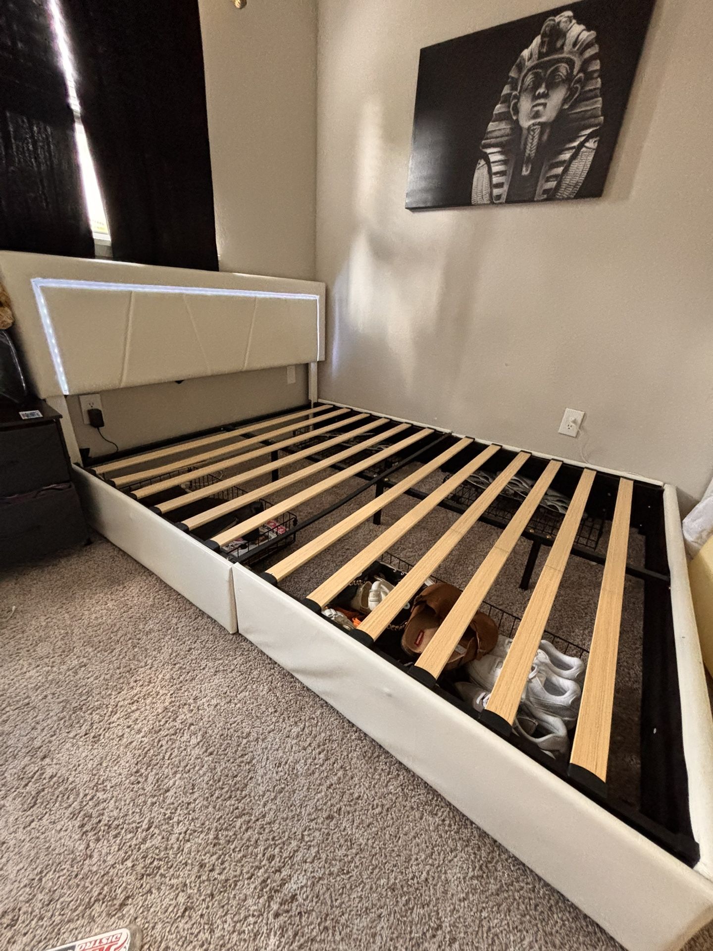 queen led bed frame with drawers 