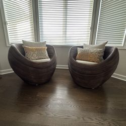 For Sale: Pair of Modern Woven Accent Chairs