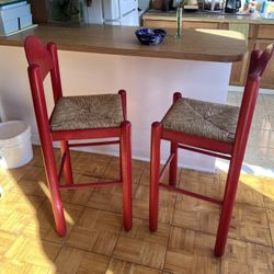 2 Red Vintage Bar Chairs