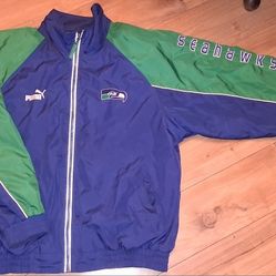Vintage Seattle Seahawks NFL Puma Full Zip Windbreaker