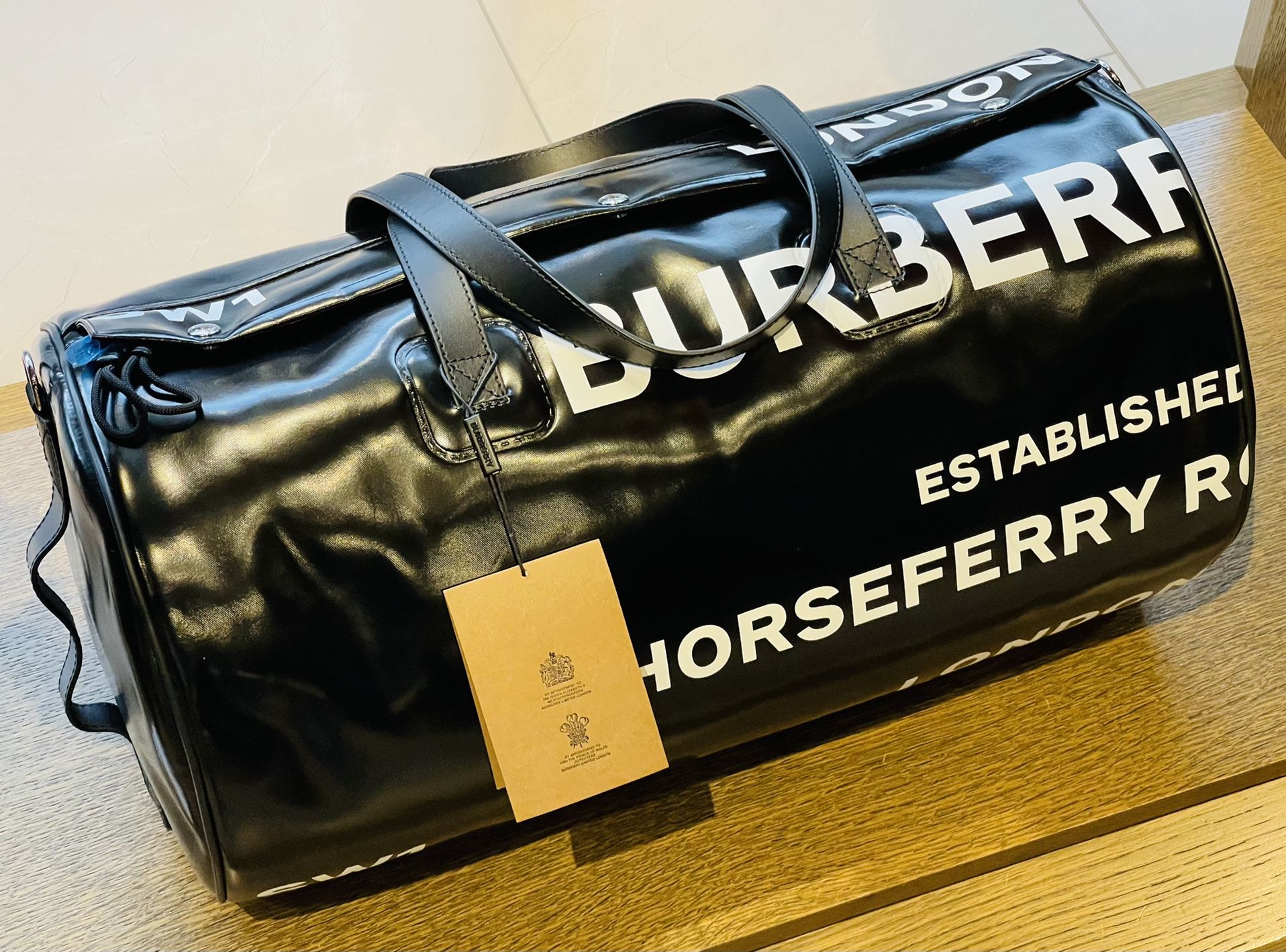 Burberry Horseferry Leather Duffle Bag
