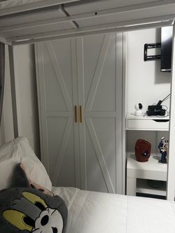 White Wardrobe with Gold Handles