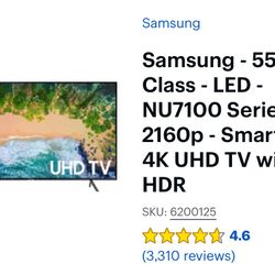 Samsung - 55" Class - LED - NU7100 4K With Wall Mount