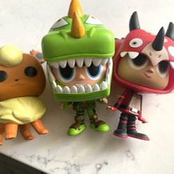 Lot of 3 Funko Pop Characters Pokémon & Fortnite- all played with no boxes