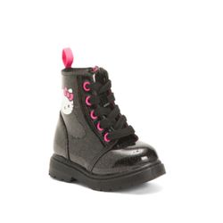 Hello Kitty Black Glitter Combat Boots