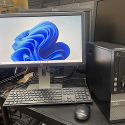 Cute Desktop set, intel Core i5, 240gb SSD, 8gb ram, windows 11 installed , 20” Dell Monitors, USB WiFi adapter, Mouse, keyboard and cables . The enti