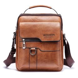 WEIXIER Crossbody Bag Men's Shoulder Bag Vintage Leather