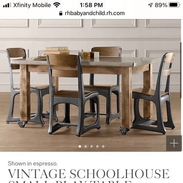 Restoration Hardware Vintage Schoolhouse Table With 4 Chairs