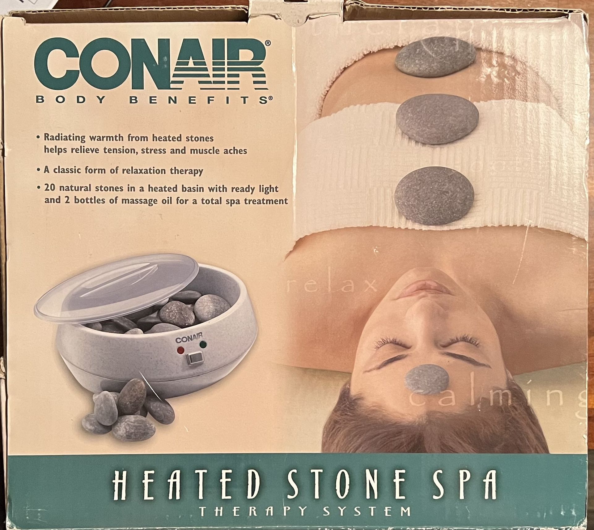 *NEW* Open Box - Missing 2 Rocks Conair Body Benefits Heated Stone Spa Hot Rocks Therapy Kit