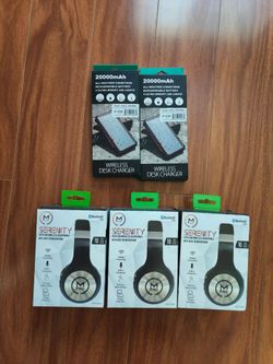x3 Pair Wireless Headphones & x2 Solar Rechargeable Battery