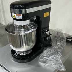 ChefAsst CA-MXN7C Black 7L 0.36 HP Bowl Lift Countertop Mixer with Standard Accessories   