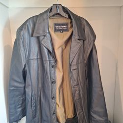 Men's Leather Jacket, Black, Size XL, Like New