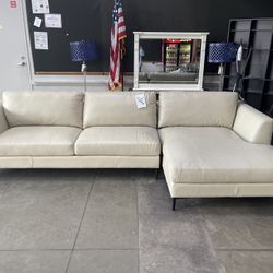 Leather Sofa / Cream Colored / Brand New Never Used  