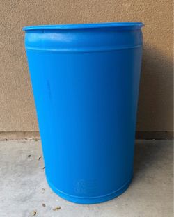 55 Gallon Plastic Drums BLUE., Closed Top, 2 Bung Holes - 5 available