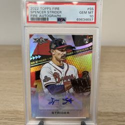 2022 Topps Fire Spencer Strider Autograph #SS PSA 10