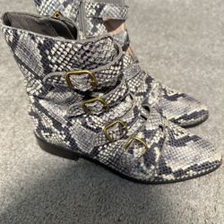 J crew Snakeskin Buckle Ankle Boots size 7 