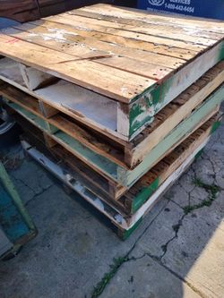 8 wooden pallets. 36"x36" this are good to use for art work or as pallets. Some have miner wood cracks  and paint. $4 each or $25 for all 8 pallets. I