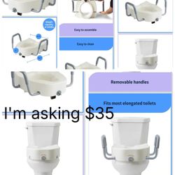 New Medline 5" Elongated Raised Toilet Seat, with Lock and Removable Padded Arms- A Medical Seat for Seniors, Elderly, Adults, or Post-Surgery Recover