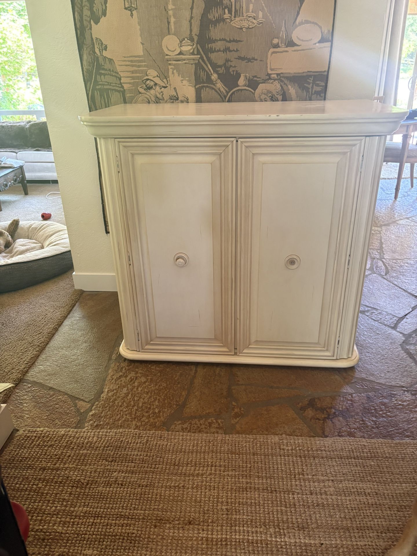 Two piece solid wood armoire