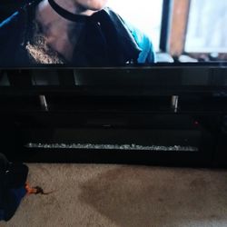 Ninety Inch TV Stand With Glass Fireplace