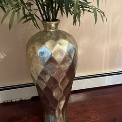 Gold Vase With Bamboo Plants 