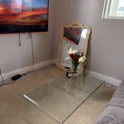 CB2 Clear Glass Waterfall Coffee Table 