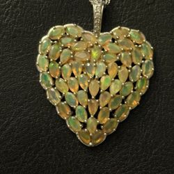 Large Opal Heart Pendant