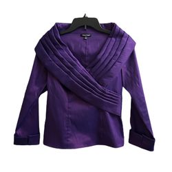 Samuel Dong Size S Elegant Layered Deep Purple Blouse