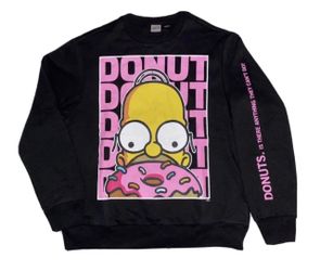 Homer Simpson Donut Crewneck Sweatshirt Adult Medium Black New