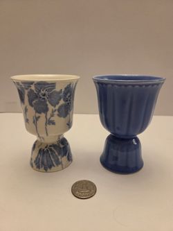 Ceramic Egg Cups Set of Two Blue
