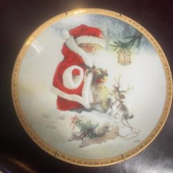 Vintage Christmas Plate Santas Littlest Reindeer 