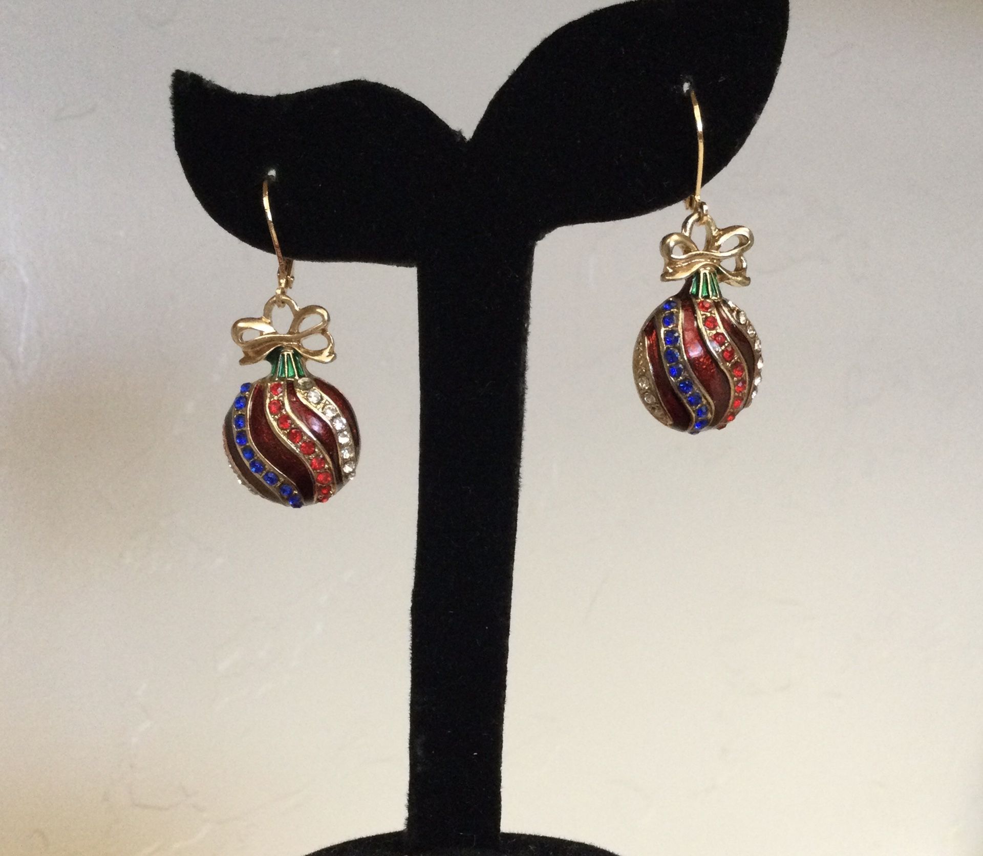 Holiday Ball Earrings (Enamel & Rhinestone)